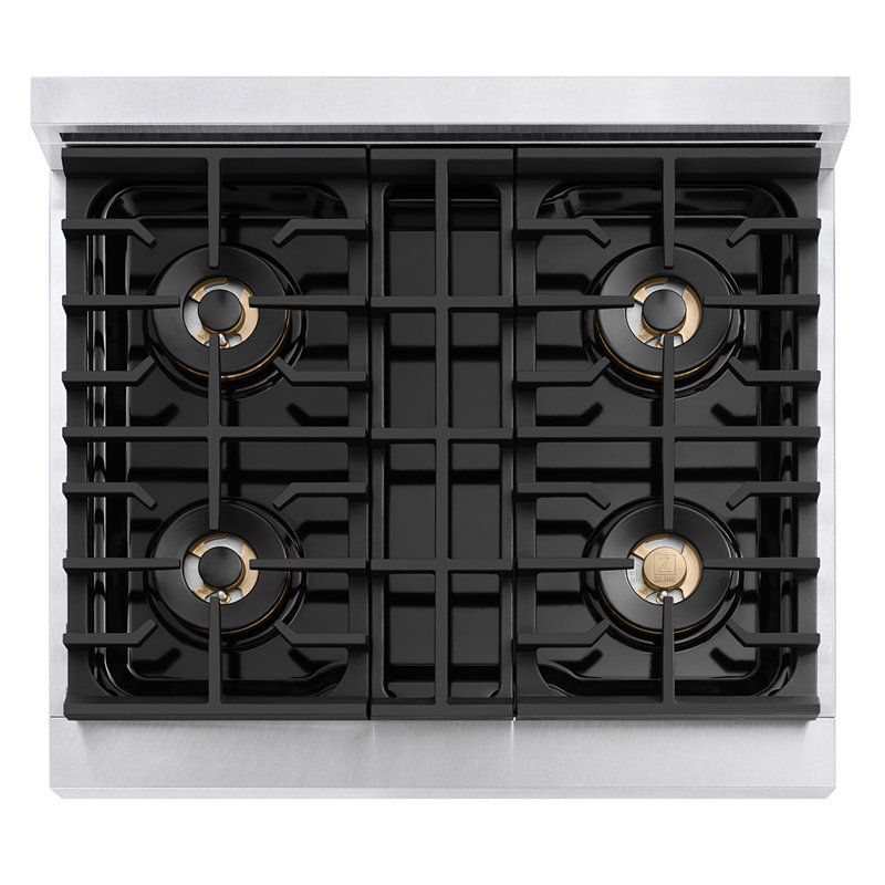 ZLINE Autograph Edition 30 in. Paramount Gas Rangetop with 4 Burner DuoPro Cooktop in Stainless Steel and Champagne Bronze Accents