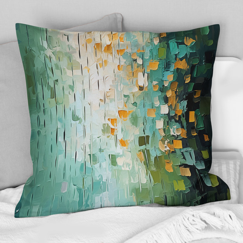 Superior Sun Abstract Ocean Blue and Gold - Coussin décoratif avec peinture abstraite