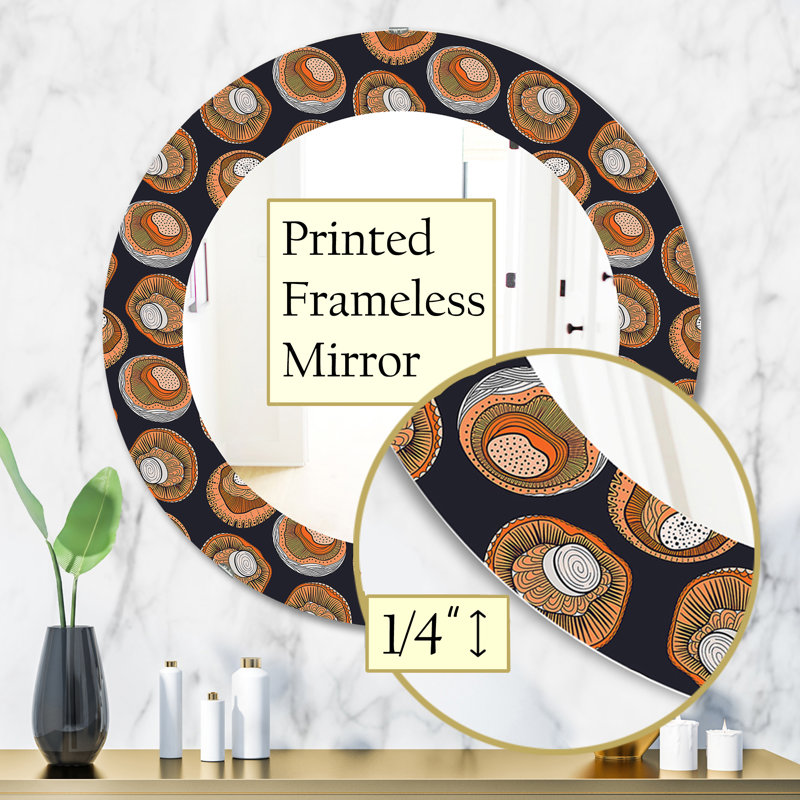 Miroir de coiffeuse Honeycomb, H 31,5 po x l po, Abstrait, Orange / noir