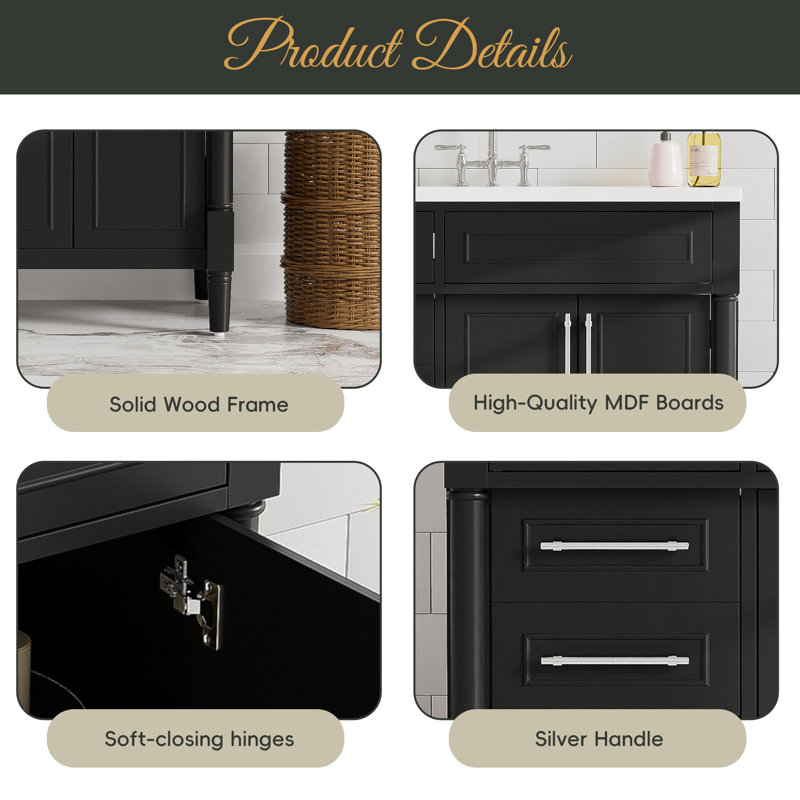 Ensemble de meuble-lavabo simple 36 po avec plateau en résine Deyanara