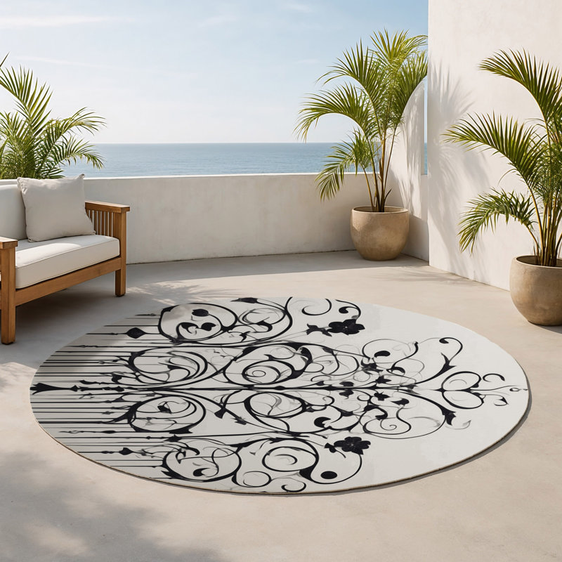 Tapis intérieur / extérieur Veiled Fern, Rond 5 pi