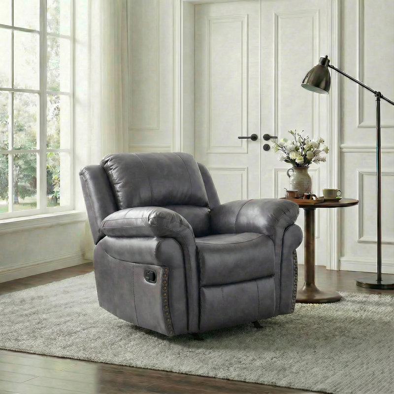 Rivet rétro 39 po - Fauteuil inclinable manuel garni, Gris