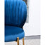 2 chaises de salle à manger rembourrées en velours bleu - chaises contemporaines incurvées et à base en métal, paire de rembourrage en mousse dense au look élégant-44956892