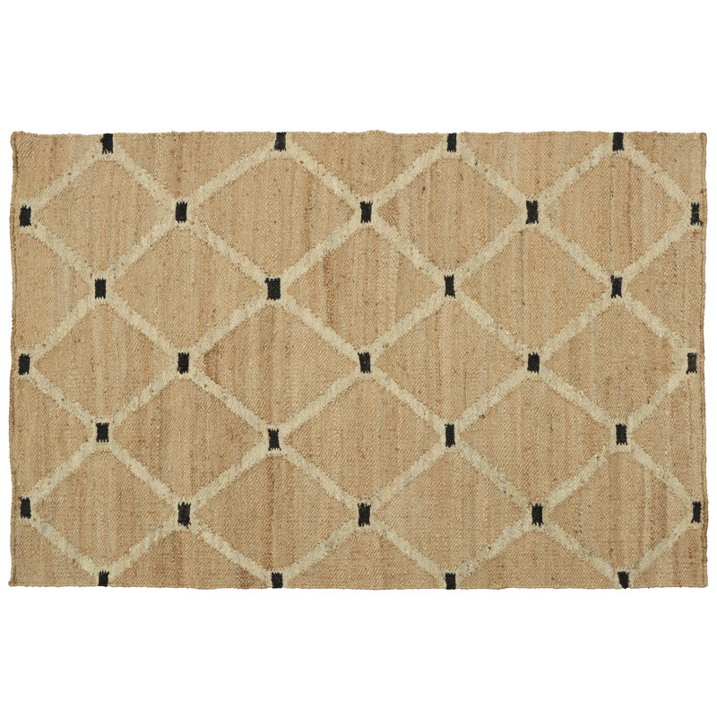 Aurbree Geometric Kilim Jute and Hemp Rug, Rectangle 5' x 7'