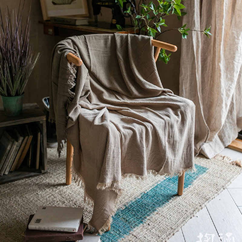 Hand Woven Throw Blanket, Taupe