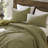 Lyon Green Oversized Cozy 100% Cotton Waffle Washed 3-Piece King/Cal King Comforter Set-114221808-114221807