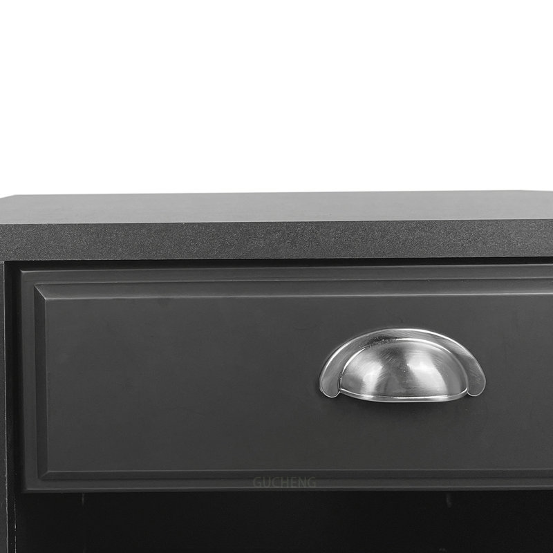 Charming Contemporary Side Table with Versatile Storage Options, Black