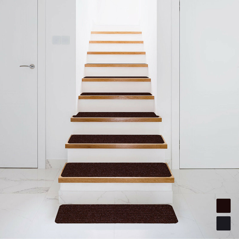 Tapis d'escalier antidérapant Aaqil, Brun