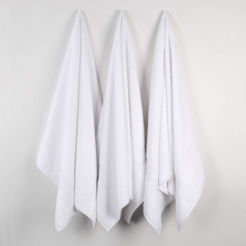 Ensemble de serviettes en coton biologique Lyndon, Blanc, Ensemble de 3 serviettes de bain