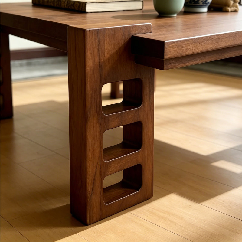Nouvelle table basse en bois massif de style chinois, 12.6" H x 39.3" W x 39.3" D
