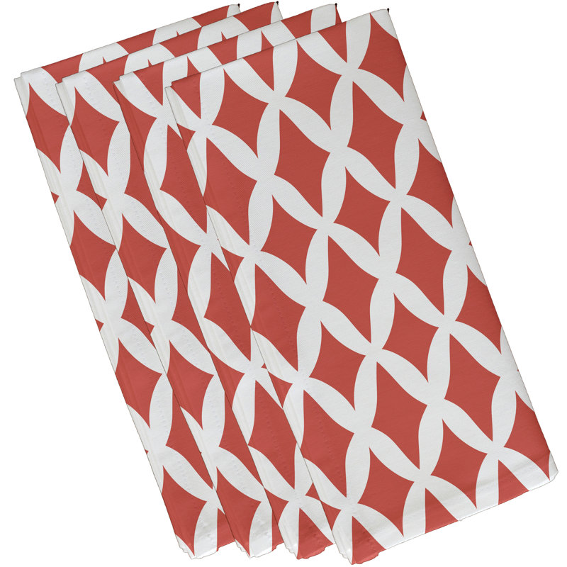 Ensemble de serviettes géométriques 4 pièces Keshawn, L 18 po x L 18 po, Corail