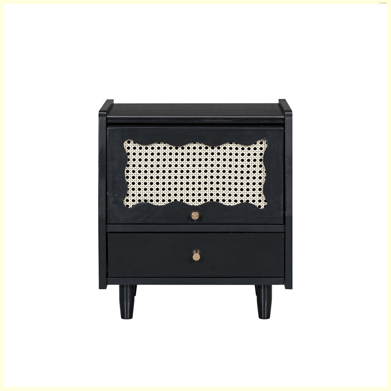 Table de chevet en bois, Noir