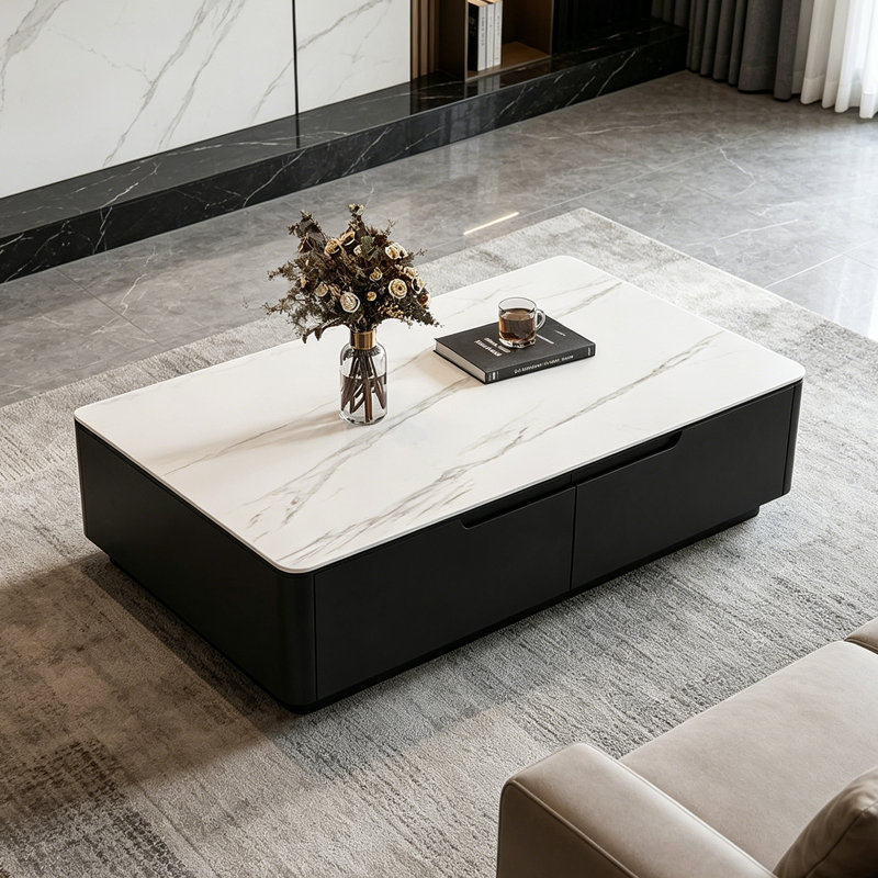 Table basse italienne moderne de qualité supérieure, 15" H x 59" W x 31.49" D