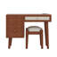 Ensemble coiffeuse en bois de style rétro avec prise de recharge, ports USB et tabouret rembourré-112377166