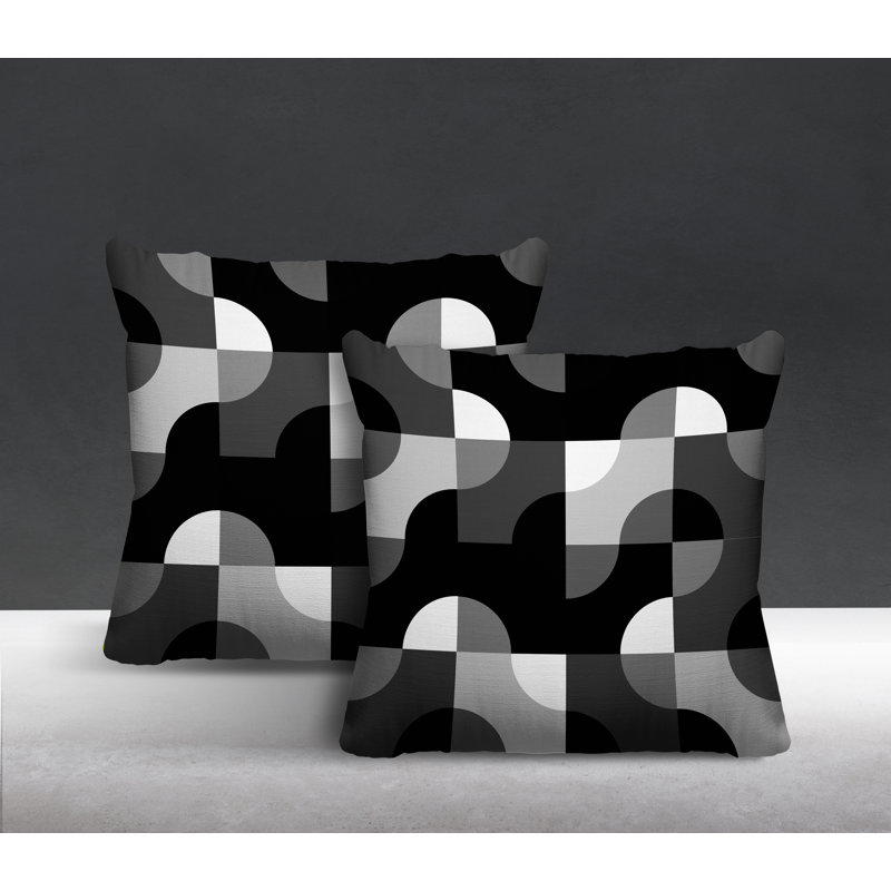 Coussin décoratif carré intérieur / extérieur Milda, L 19 po x H 19 po, Noir