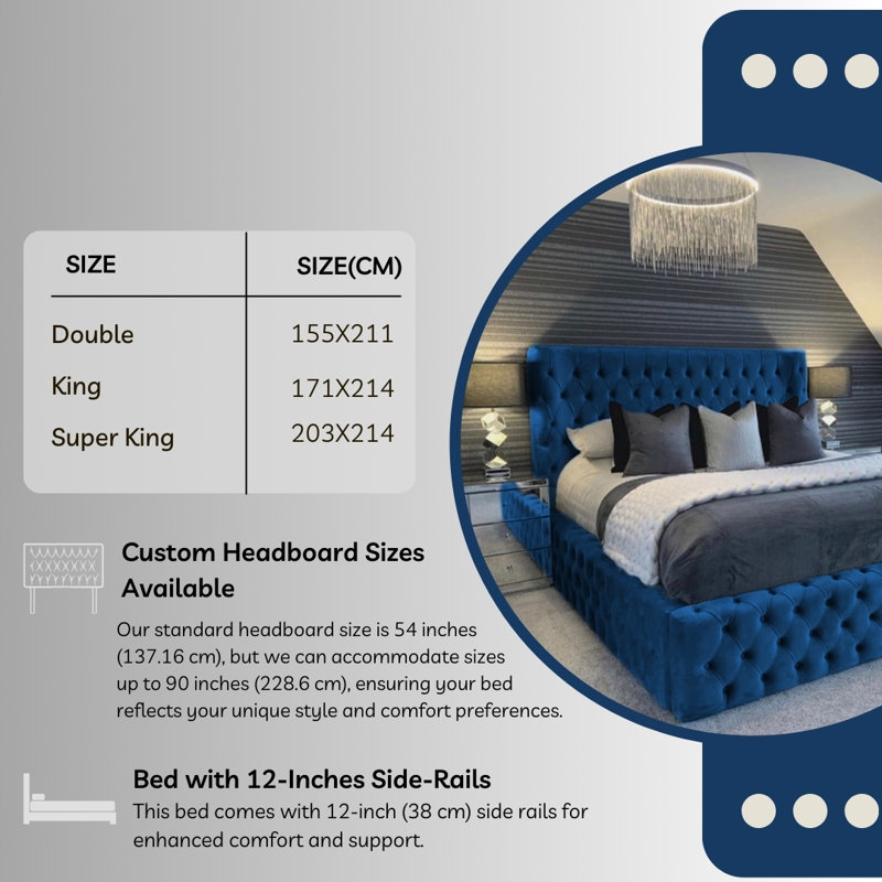 Aliyannah Upholstered Ottoman Storage Bed, Double (4'6), Blue