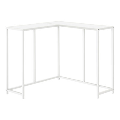 Accent Table, Console, Entryway, Narrow, Corner, Living Room, Bedroom, White Laminate, White Metal, Contemporary, Modern