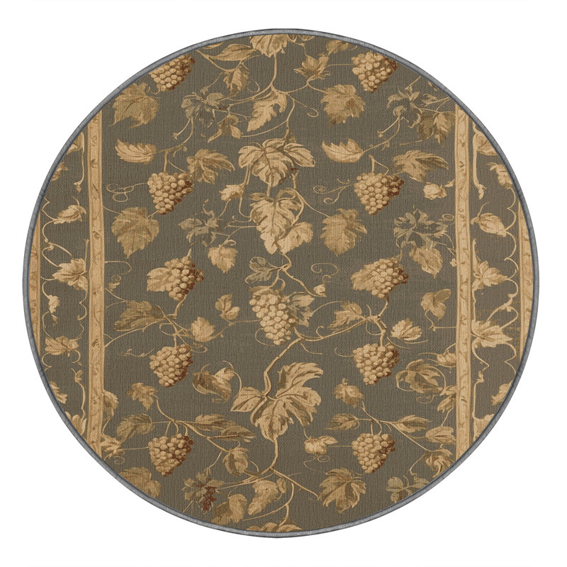 Tapis brun français lavable à la machine, Rond 3 pi