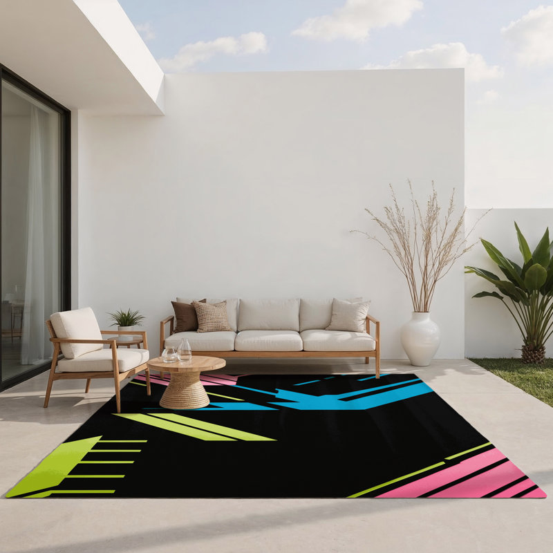 Tapis d'intérieur et d'extérieur Neon Drift, Rectangle 1 pi 6 po x 2 pi 6 po