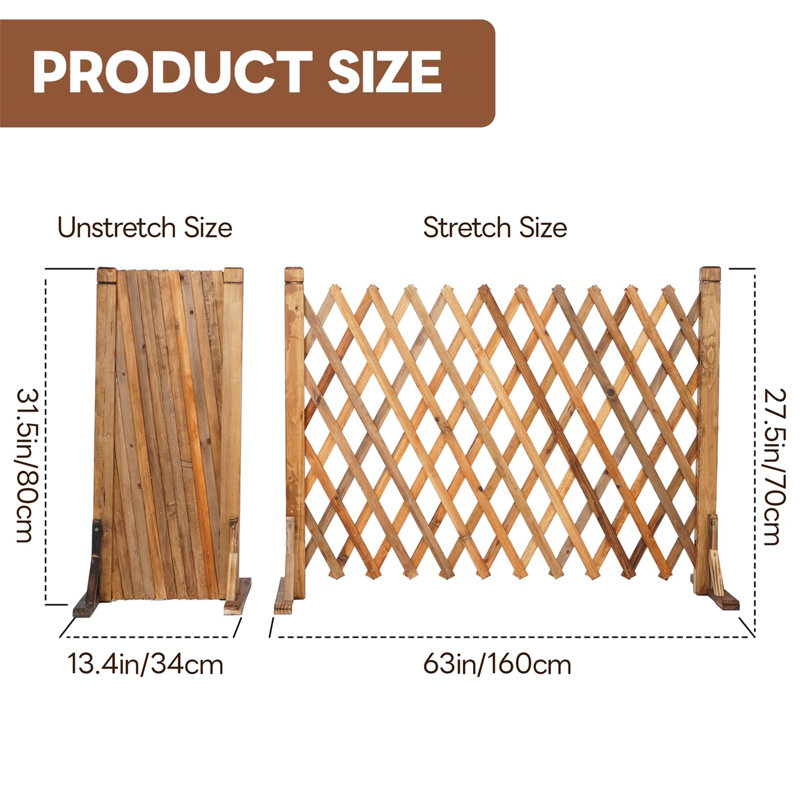 Menands 80cm H x 160cm W Wood Fence Panels, Brown