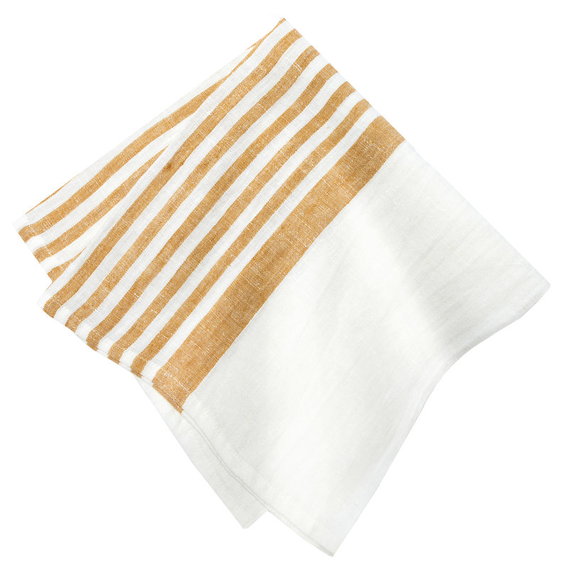 Brittany Square Napkin, White/Mustard