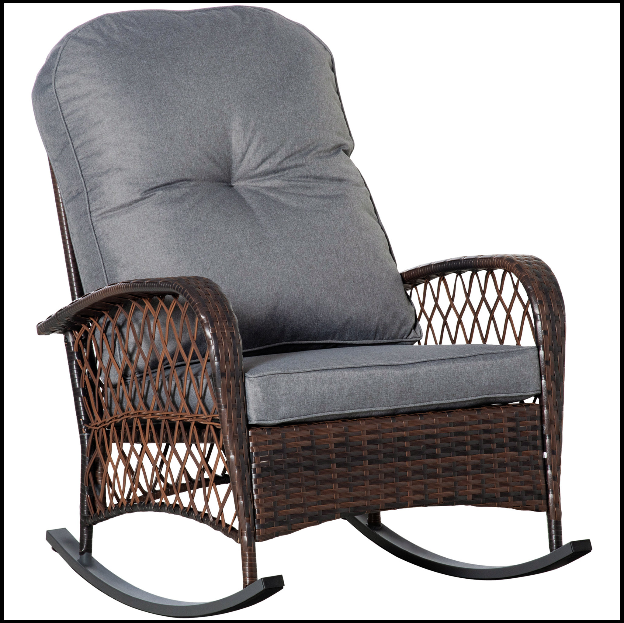 Red Barrel Studio Outsunny Outdoor Wicker Rocking Chair With Wide Seat