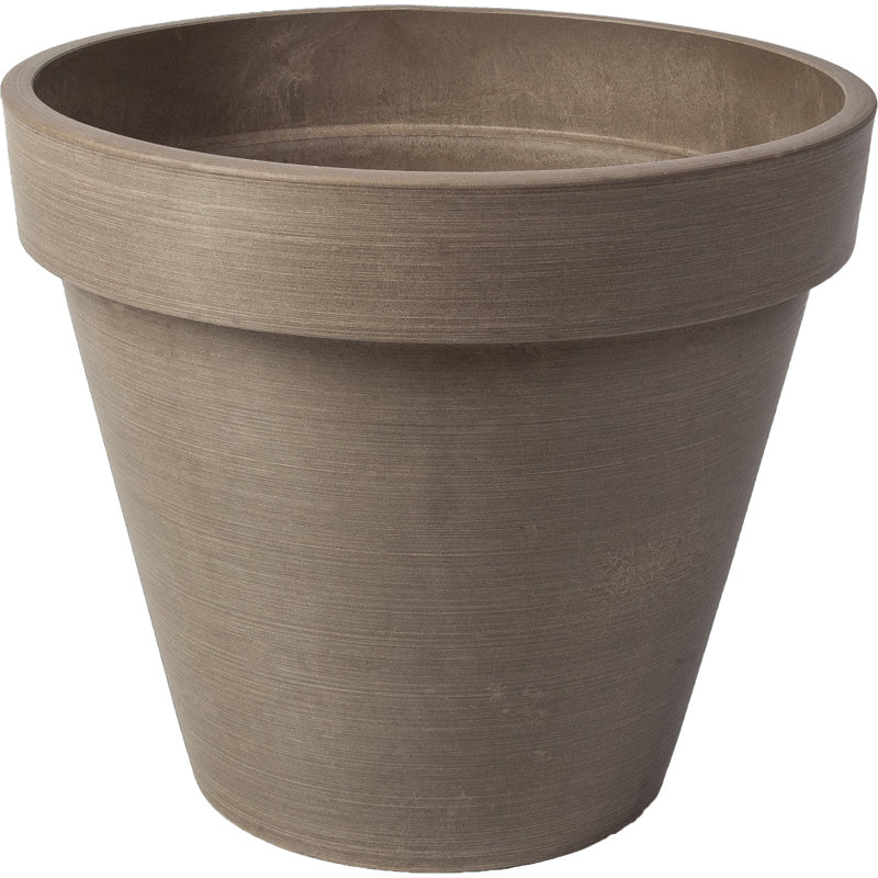 Cara Banded Composite Pot Planter, 12" H x 13.75" W x 13.75" D, Taupe