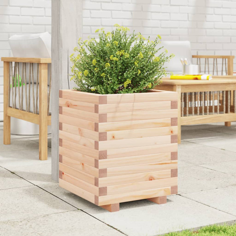 Wood Planter Box, Natural Pine, 49.5cm H x 40cm W x 40cm D