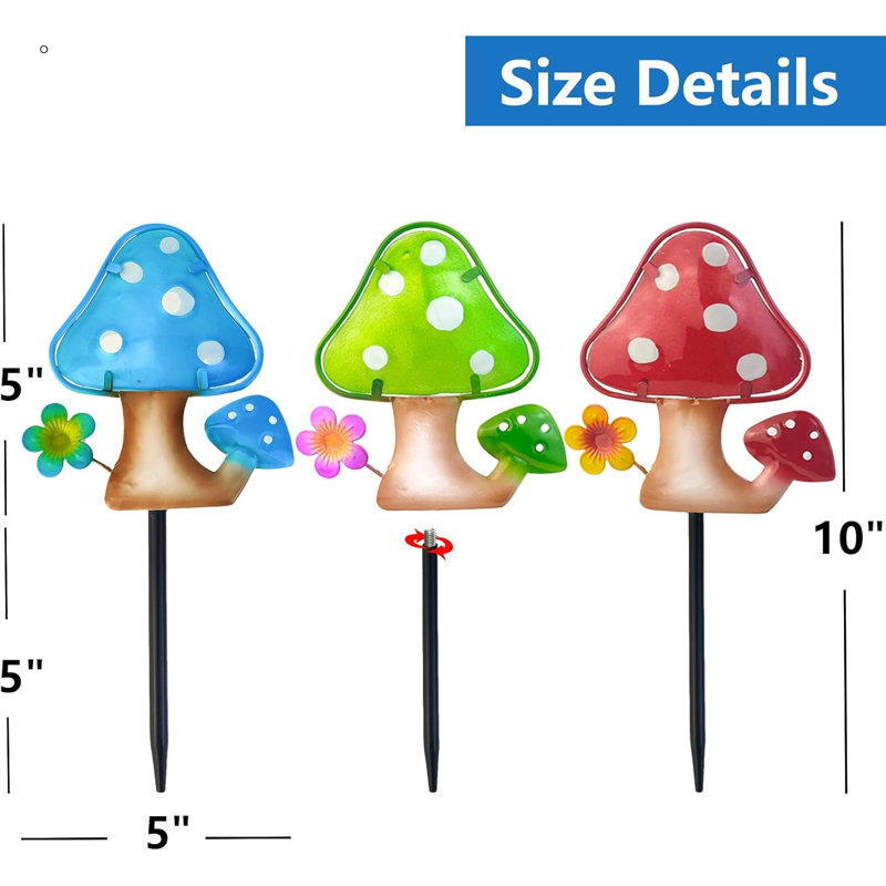 Ensemble de 3 piquets de jardin, métal et verre 10