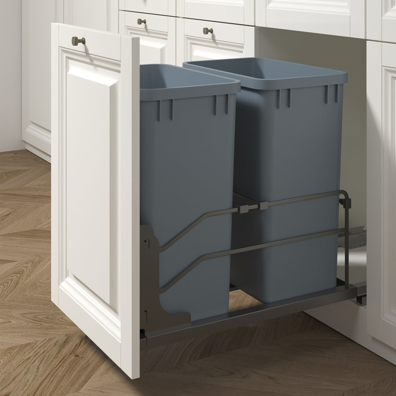  Poubelles doubles rétractables 35 pte avec fermeture en douceur, couvercles inclus 