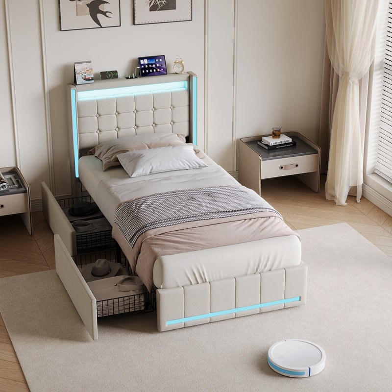 Bed, 135, Beige