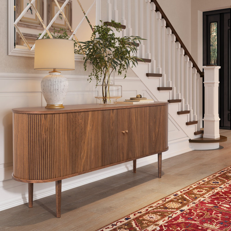 71" Sideboard Cabinet with Doors and Shelves - Cabinet for Living Room, Bedroom, Entryway and Office Credenza. Kitchen Buffet, Modern Media Console Table with Storage (Walnut))