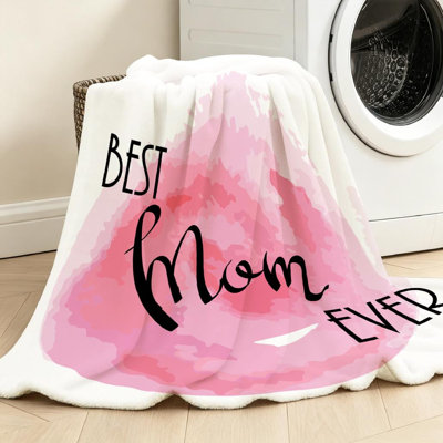 Jeté en flanelle transparente molletonné, imprimé «One Best Mom Ever»