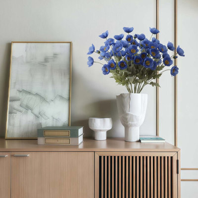5 pièces de fleurs de pavot en soie artificielle, arrangement de fausses fleurs de coquelicot, longues fleurs de 23 po pour le mariage et la décoration intérieure