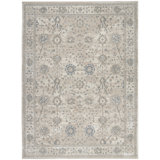 Jacary Oriental Power Loom Polyester Area Rug in Blue/Brown/Ivory