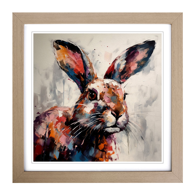 Rabbit Palette Knife No.3 - Framed Print, Oak