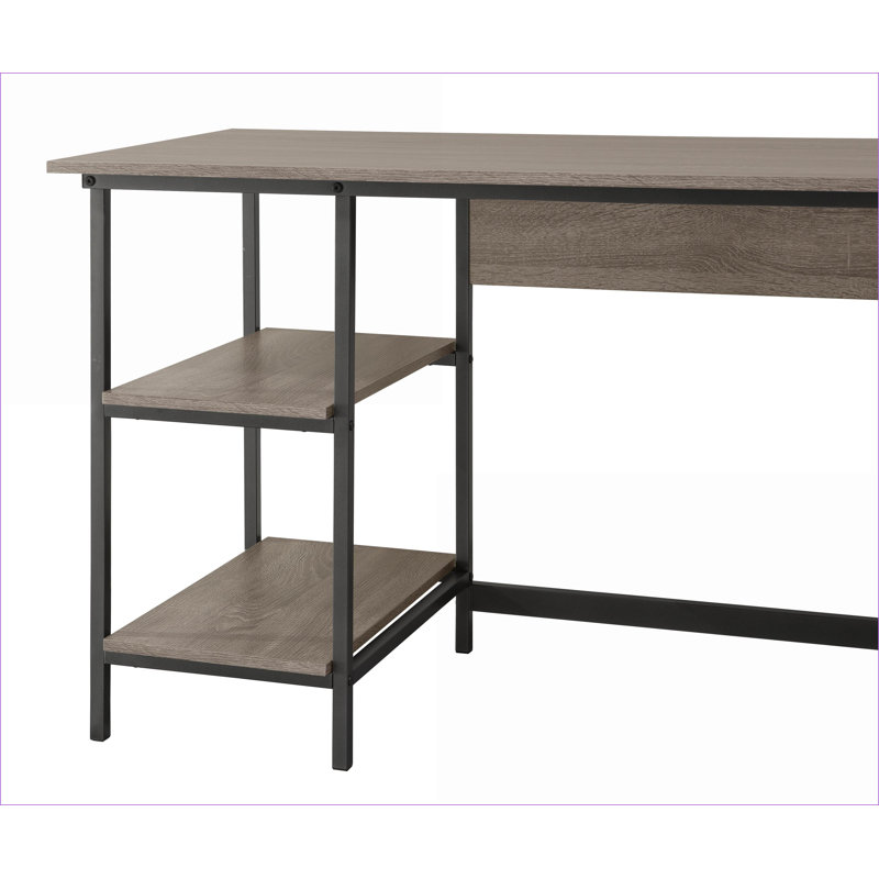 Bureaux, bureau industriel de style industriel gris vieilli avec 2 tablettes de rangement | Gris | Bois aggloméré + métal