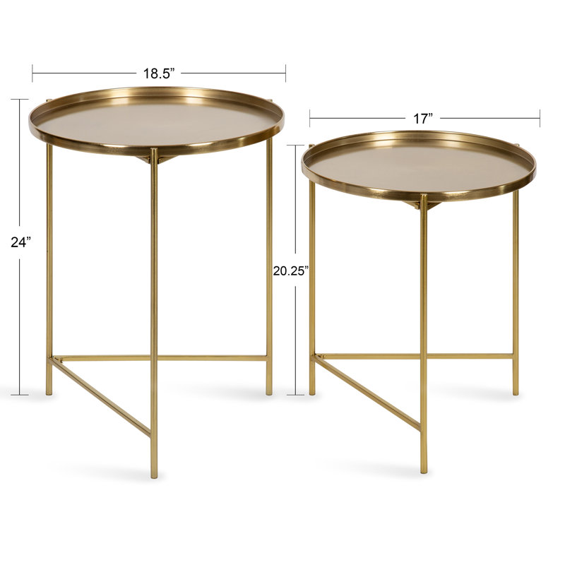 Gwynn Tray Top Nesting Tables, Metallic Gold Top/Metallic Gold Base