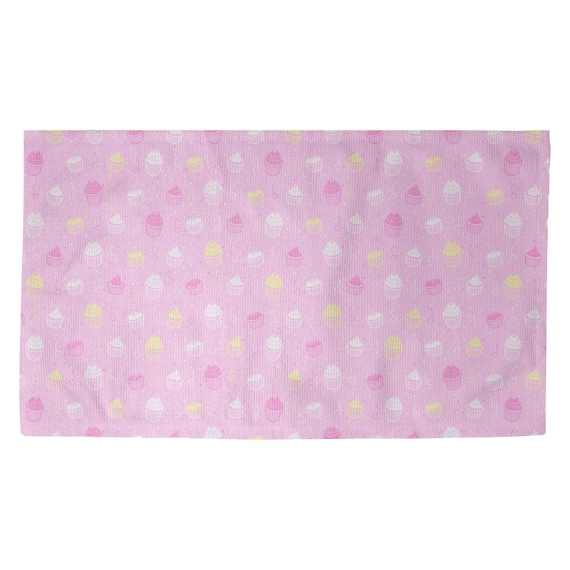 Tapis rose/jaune petits gâteaux Avicia, Rectangle 2 pi 1 po x 3 pi 4 po