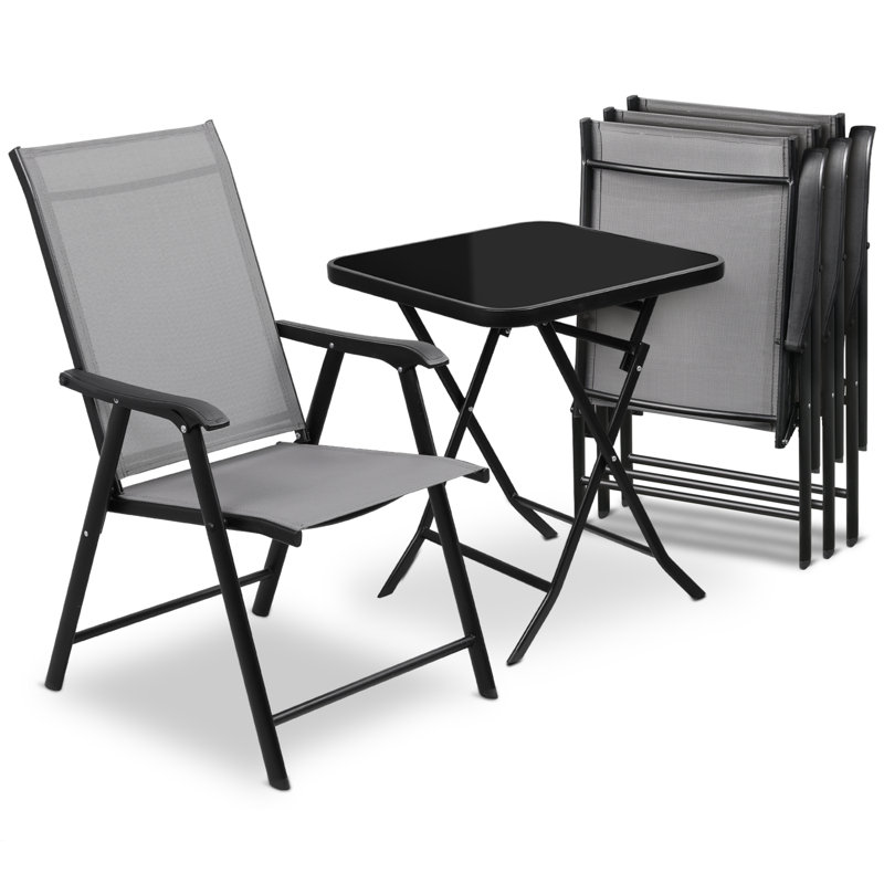 Ensemble bistro pour 4 personnes avec table et chaises, Gris