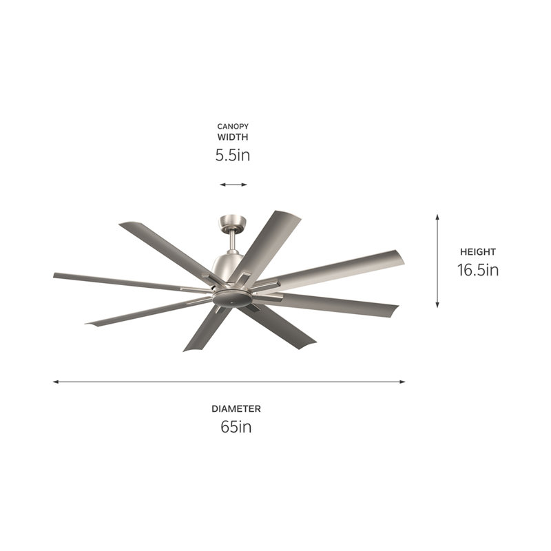 Ventilateur de plafond Jamahri, Nickel brossé, 65"