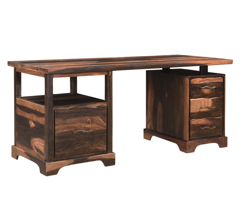 Bureau en bois massif 68 po à 4 tiroirs Natural Edge