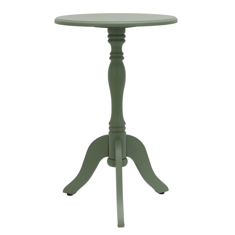 24" Round Pedestal Accent Side Table, Green