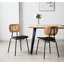 Modern Rattan Dining Chairs Upholstered Faux Leather Dining Room Chairs with Rattan Backrests and Metal Legs Armless Kitchen Chairs for Dining Room