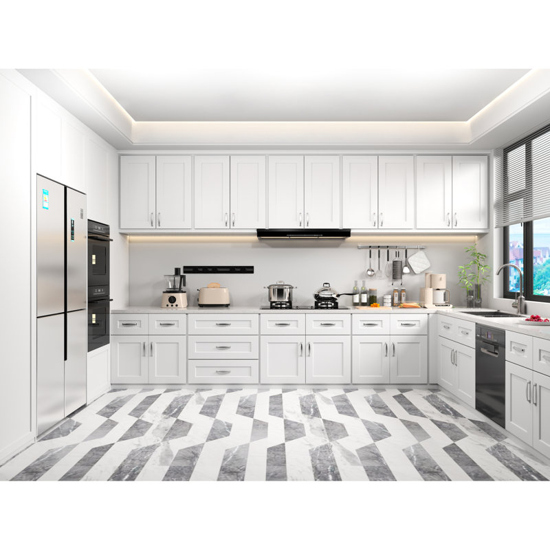 Armoire abordable en bois massif blanc avec charnières à fermeture en douceur et caoutchouc pour garage de cuisine l 27 po x P 12 po x H 36 po Tiroirs de style Shaker classique Divers espaces 27 po x P 12 po x H 36 po, facile à assembler