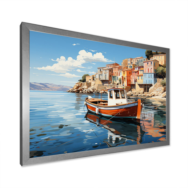 «Grèce Maritime Charm II», reproduction sur toile, H 24 po x l 32 po x P 1 po, Cadre photo argenté