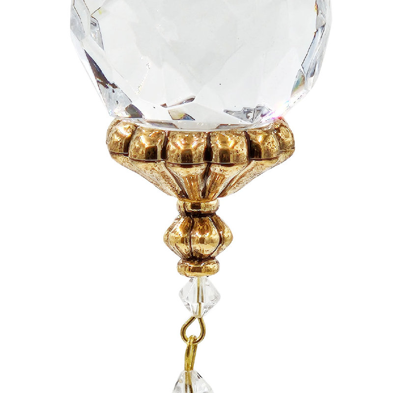 9" Long Acrylic Drop with Polyester Tassel Hanging Ornaments - Set of 12 - Clear/Silver