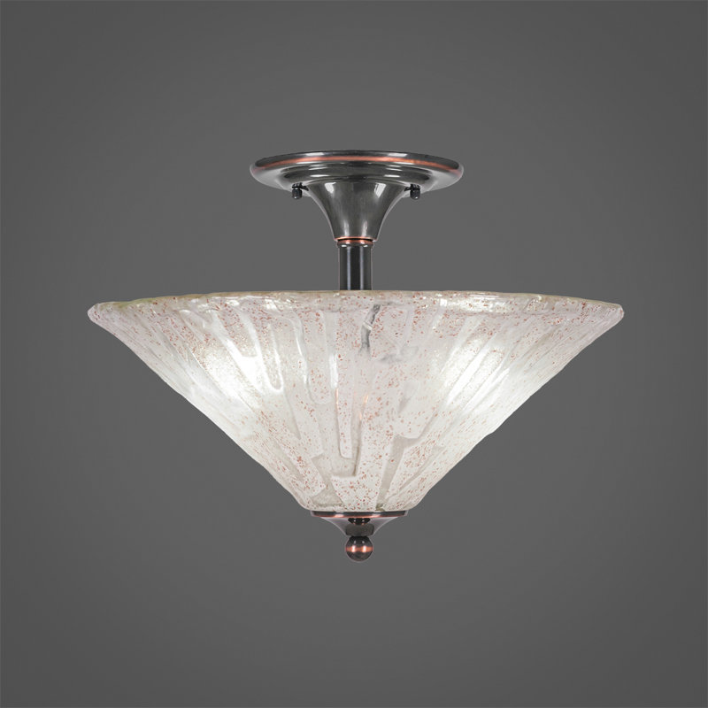 Plafonnier semi-encastré 2 lumières, Cuivre noir, Blanc