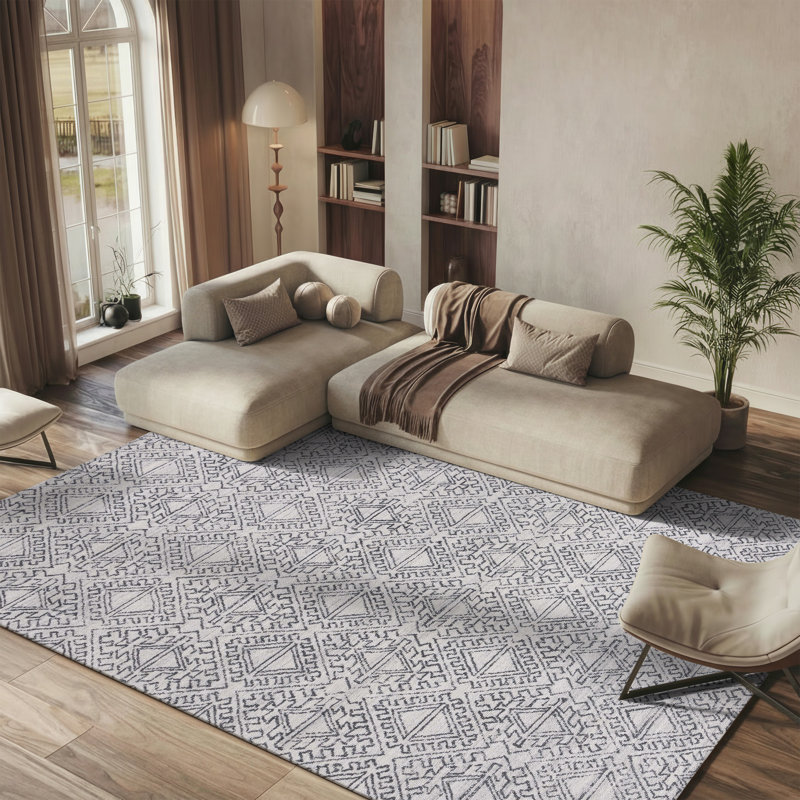 Tapis Casablanca 241 ivoire / noir Casablanca, Rectangle 8 pi x 10 pi