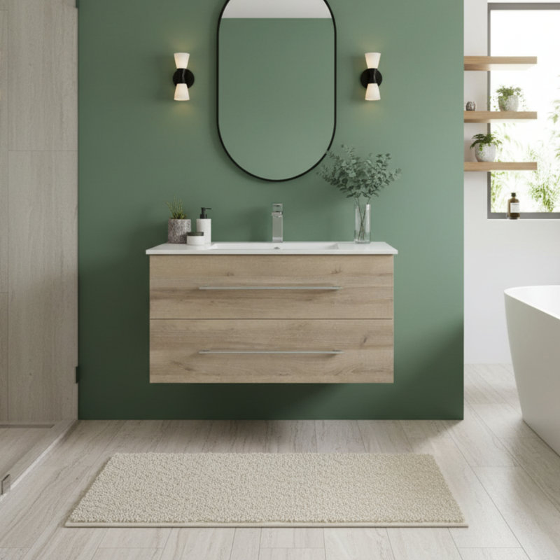 Kato 36" Single Sink Bathroom Vanity with Cultured Marble Top, Brown